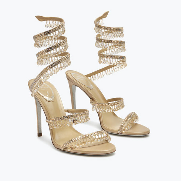 Celestara Crystal Chandelier Ivory Sandal Women's High Heels In Gold