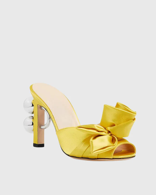 Nichola Keanna Flower Mules In Yellow
