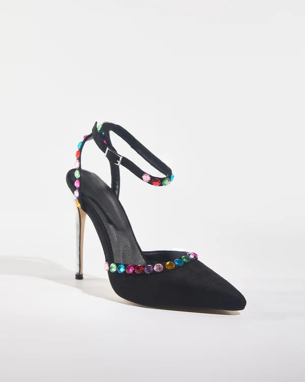 Trina Salena Rhinestone Strap Pumps In Black